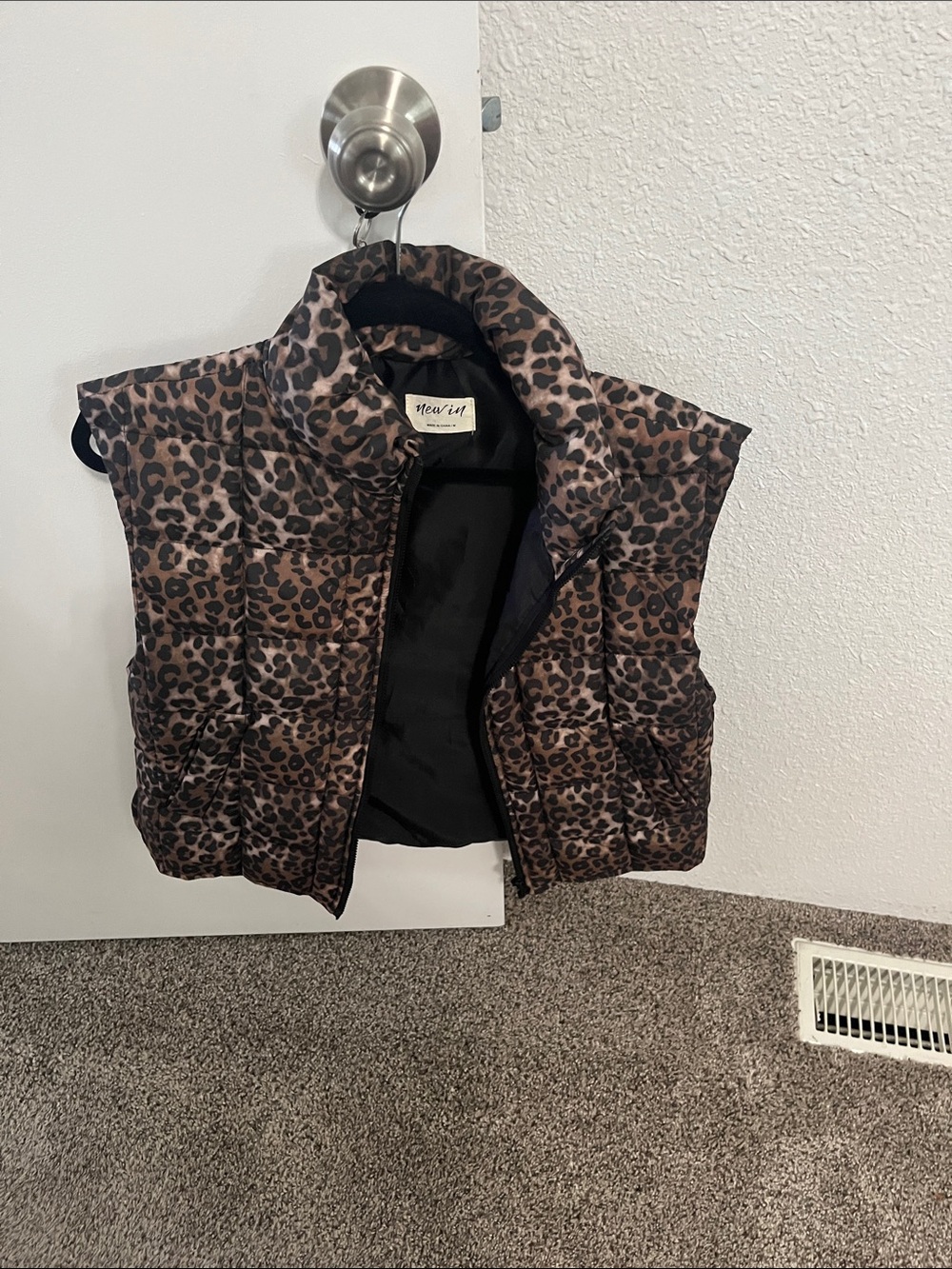 Heartloom Leopard Print Puffer Vest - Brown